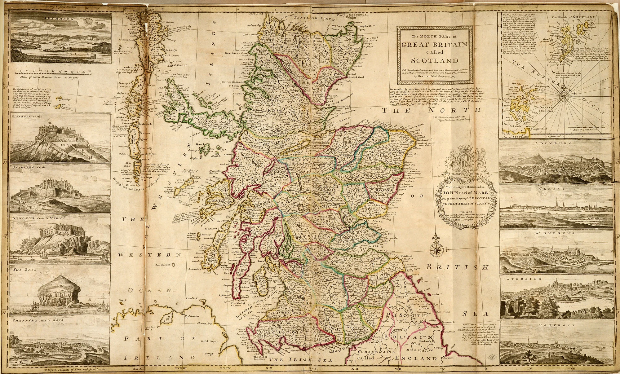 Map of historic Scottish regions showing Borders, Highlands, <a href='https://en.wikipedia.org/wiki/Lothian' target='_blank'>Lothian</a>, and more.