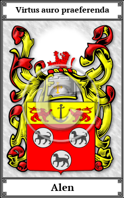 Alen Family Crest Download (JPG)  Book Plated - 150 DPI
