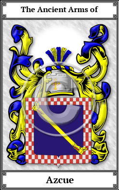 Azcue Family Crest Download (JPG)  Book Plated - 150 DPI