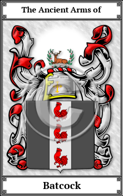 Batcock Family Crest Download (JPG)  Book Plated - 150 DPI