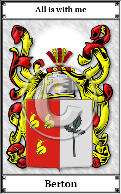 Berton Family Crest Download (JPG) Book Plated - 600 DPI