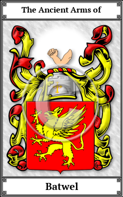 Batwel Family Crest Download (JPG)  Book Plated - 150 DPI