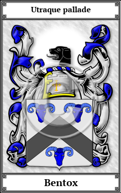 Bentox Family Crest Download (JPG)  Book Plated - 150 DPI