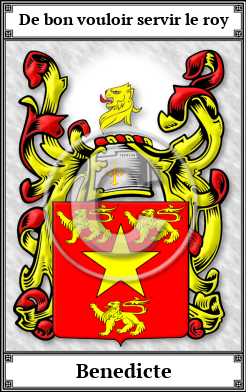 Benedicte Family Crest Download (JPG)  Book Plated - 150 DPI