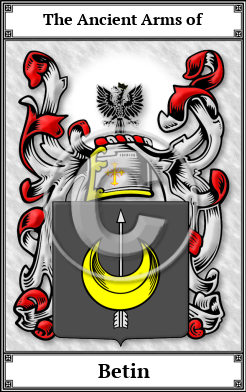 Betin Family Crest Download (JPG) Book Plated - 600 DPI