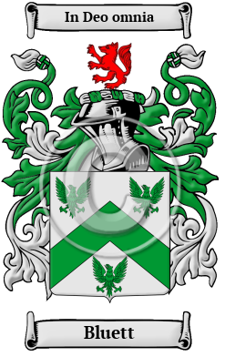 Bluett Family Crest/Coat of Arms