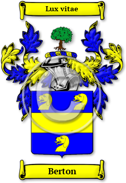 Berton Family Crest Download (jpg) Legacy Series - 150 DPI