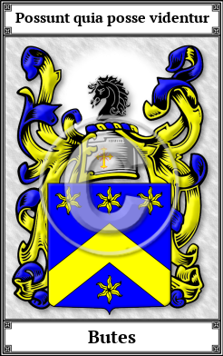 Butes Family Crest Download (JPG) Book Plated - 600 DPI