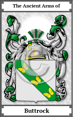 Buttrock Family Crest Download (JPG) Book Plated - 600 DPI