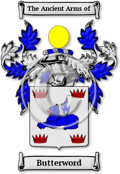 Butterword Family Crest Download (jpg) Legacy Series - 150 DPI