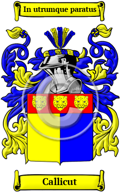Callicut Family Crest/Coat of Arms