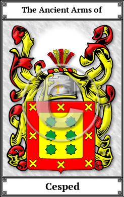 Cesped Family Crest Download (JPG)  Book Plated - 150 DPI