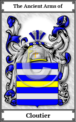 Cloutier Family Crest Download (JPG)  Book Plated - 150 DPI