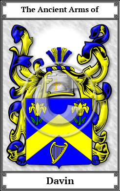 Davin Family Crest Download (JPG) Book Plated - 600 DPI