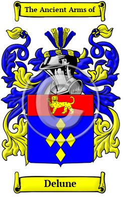 Delune Name Meaning, Family History, Family Crest & Coats of Arms