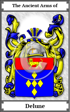Delune Family Crest Download (JPG)  Book Plated - 150 DPI