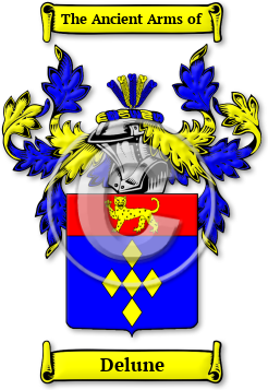 Delune Family Crest Download (jpg) Legacy Series - 150 DPI