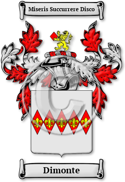 Dimonte Family Crest Download (jpg) Legacy Series - 150 DPI