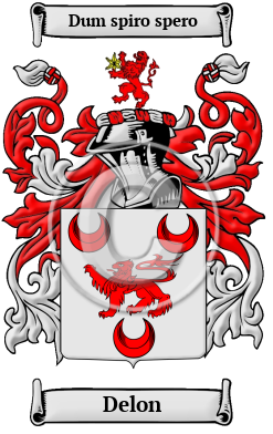 Delon Family Crest/Coat of Arms
