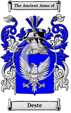 Deste Family Crest/Coat of Arms