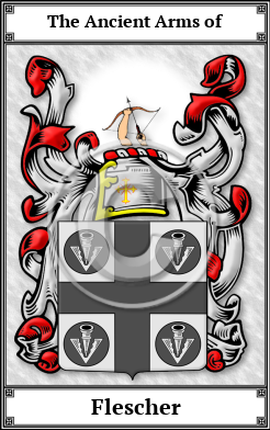 Flescher Family Crest Download (JPG)  Book Plated - 150 DPI