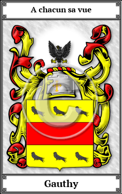 Gauthy Family Crest Download (JPG)  Book Plated - 150 DPI