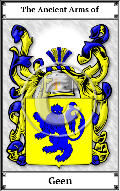 Geen Family Crest Download (JPG)  Book Plated - 150 DPI