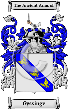 Gyssinge Family Crest/Coat of Arms