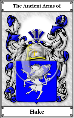 Hake Family Crest Download (JPG)  Book Plated - 150 DPI