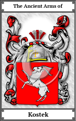 Kostek Family Crest Download (JPG)  Book Plated - 150 DPI