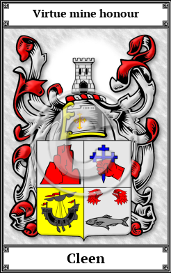 Cleen Family Crest Download (JPG) Book Plated - 600 DPI