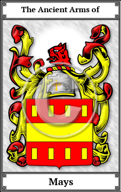 Mays Family Crest Download (JPG)  Book Plated - 150 DPI