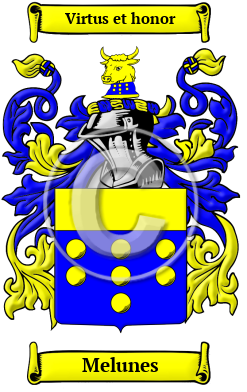 Melunes Family Crest/Coat of Arms