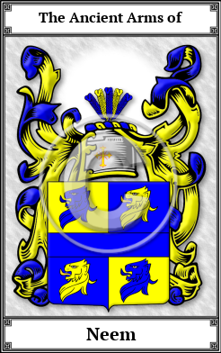 Neem Family Crest Download (JPG)  Book Plated - 150 DPI