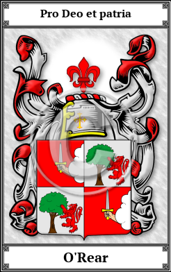 O'Rear Family Crest Download (JPG)  Book Plated - 150 DPI