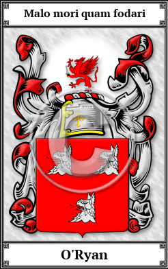 O'Ryan Family Crest Download (JPG)  Book Plated - 150 DPI
