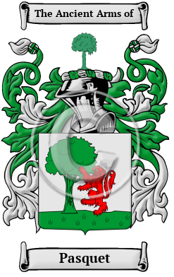 Pasquet Family Crest/Coat of Arms