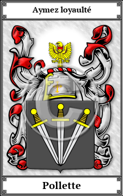 Pollette Family Crest Download (JPG) Book Plated - 600 DPI