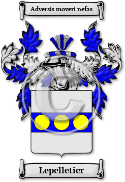 Lepelletier Family Crest Download (jpg) Legacy Series - 150 DPI