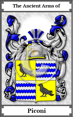 Piconi Family Crest Download (JPG) Book Plated - 600 DPI
