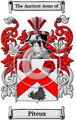 Piteux Family Crest/Coat of Arms