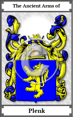 Plenk Family Crest Download (JPG) Book Plated - 600 DPI