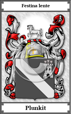 Plunkit Family Crest Download (JPG)  Book Plated - 150 DPI