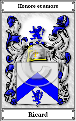 Ricard Family Crest Download (JPG)  Book Plated - 150 DPI