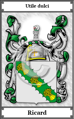 Ricard Family Crest Download (JPG)  Book Plated - 150 DPI