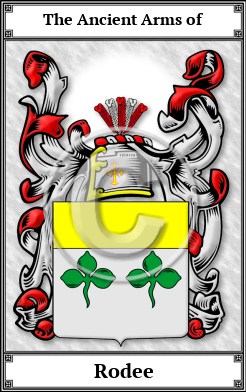 Rodee Family Crest Download (JPG)  Book Plated - 150 DPI