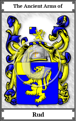 Rud Family Crest Download (JPG) Book Plated - 600 DPI