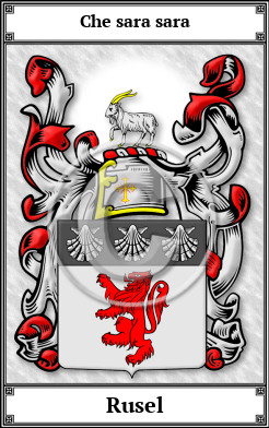 Rusel Family Crest Download (JPG)  Book Plated - 150 DPI