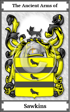 Sawkins Family Crest Download (JPG) Book Plated - 600 DPI