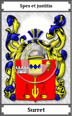 Surret Family Crest Download (JPG)  Book Plated - 150 DPI